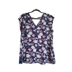 DR2 Blue Floral Blouse Top Medium